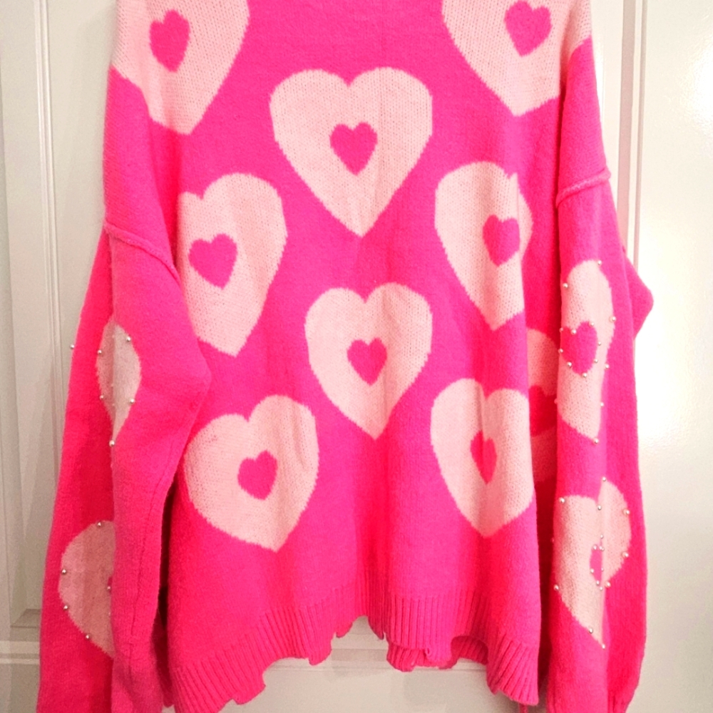 Heart with Pearls Sweater BNWT